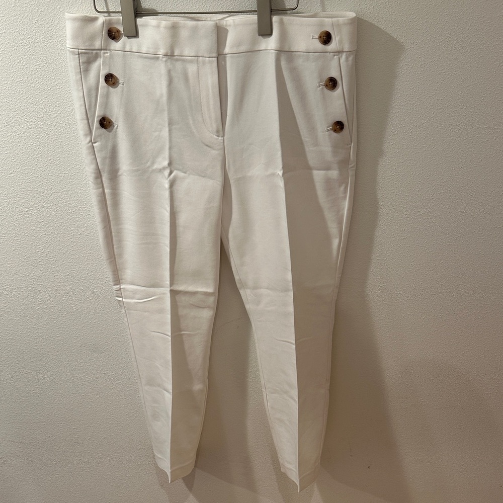 LOFT Chic Button White Pants